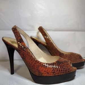 Michael Kors Brown Peep-Toe Slingback Heels